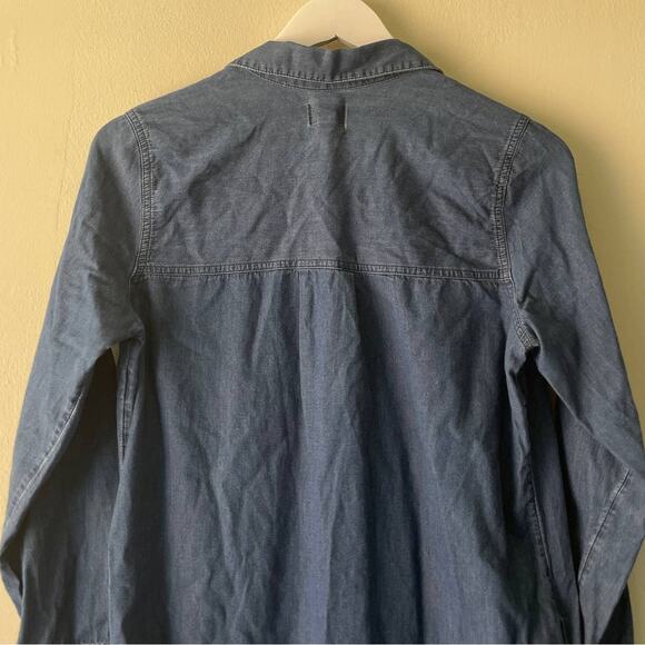 Old Navy Blue Soft Denim Jeans Button Down High Low Hem Dress w Collar - S - Picture 3 of 8